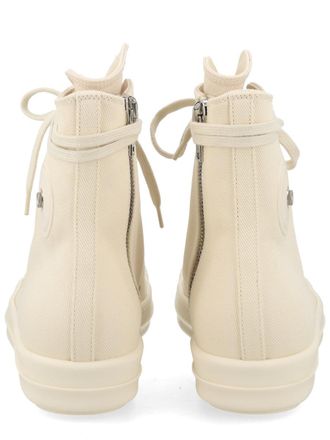 Rick Owens High-Top Denim Cotton Sneakers - White