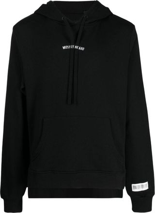 Mostly Heard Rarely Seen logo-embroidered cut-out hoodie - men - Cotton - M - Black