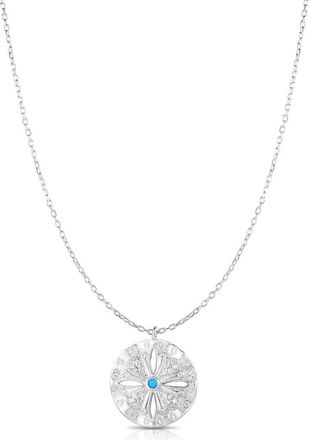 Sphera Milano Synthetic Turquoise Flower Pendant Necklace in Silver at Nordstrom Rack