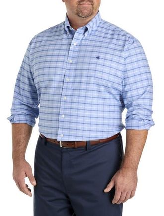Brooks Brothers Big & Tall Non-Iron Check Oxford Sport Shirt in Serenity at Nordstrom, Size Xx-Large