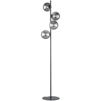 Luce-Ambiente-Design Piantana HONEY in metallo nero con diffusori in vetro fum&egrave;