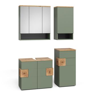 Vicco Conjunto De Muebles De Ba&ntilde;o Eden, Verde/artesano, 4 Partes, Vicco