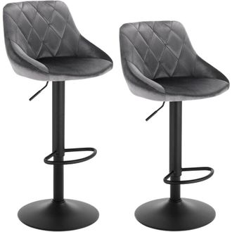 Woltu bar stools Bar chairs Breakfast Dining stools 2 pcs Velvet Exterior Dark Grey