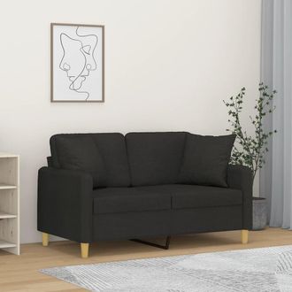 vidaXL Sof&aacute; De 2 Plazas Con Cojines Tela Negro 120 Cm Vidaxl