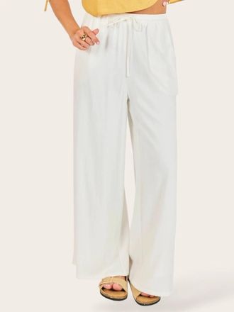 Sadie & Sage Womens Sugarloaf Wide Leg Linen Pant In White