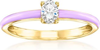 Ross-Simons Lab-Grown Diamond Ring With Lavender Enamel in 18kt Gold Over Sterling