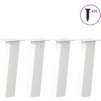 vidaXL Patas Para Mesa De Centro (4 Unidades), Color Blanco, 30 Cm, Acero Vidaxl