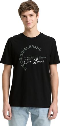 Tom Tailor Denim Kurzarmshirt TOM TAILOR DENIM, Herren, Gr. XXL, schwarz, Single Jersey, Obermaterial: 100% Baumwolle, bedruckt, normal h&uuml;ftbedeckend, Rundhals, Shirts