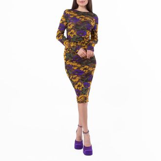 Saint Laurent Womens Floral-Print Backless Maxi Dress, Brand Size 38