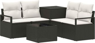vidaXL Juego De Sof&aacute; 6 Uds. Negro Y Blanco Crema Vidaxl