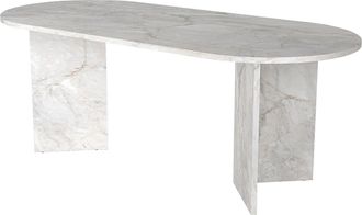 Vente-Unique Mesa de comedor para 8 personas - Efecto m&aacute;rmol blanco - TOPANIA
