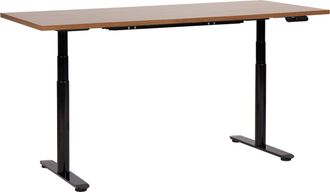 Beliani Beliani - Escritorio De Altura Regulable El&eacute;ctrico Dise&ntilde;o Moderno Patas Redondas 180 X 80 Cm Tablero Madera Oscura Soporte De Acero Negro Destinas