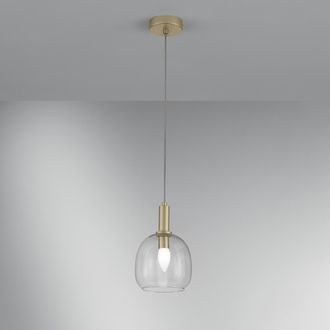Luce-Ambiente-Design L&aacute;mpara Colgante Dorada Con Difusor De Vidrio &Uacute;nico Brandy Ls