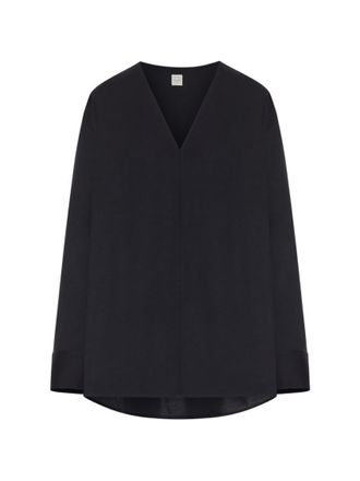Toteme Black Solid V Neck Sweatshirt