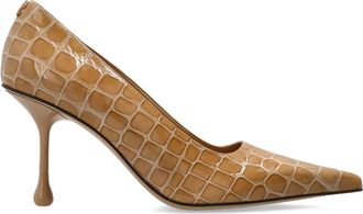 Jimmy Choo London Ixia 80 Pumps - Dames - Pumps - Bruin - 37 1/2 EU - Leer - Schoenen