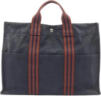 Herm&egrave;s Pre-owned Fourre-Tout MM Canvas Tote Bag - Pre-owned - Mujer - Azul - ONE SIZE