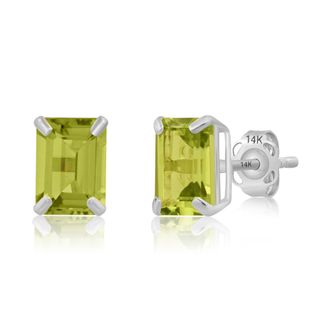 MAX + STONE 14k Yellow or White Gold Solitaire 7x5mm Gemstone Stud Earrings