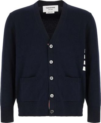 Thom Browne Stijlvolle Gebreide Collectie - Heren - Vesten - Blauw - XL - Katoen - Truien & Vesten