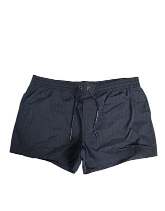 Dolce & Gabbana Navy Blue Polyester Nylon Pinstripe Mens Mens Swimwear