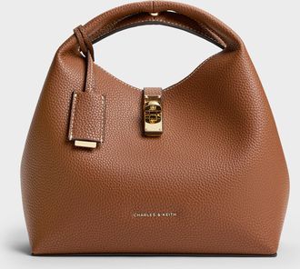 Charles & Keith Chance Recycled Leather Turn-Lock Bucket Bag
