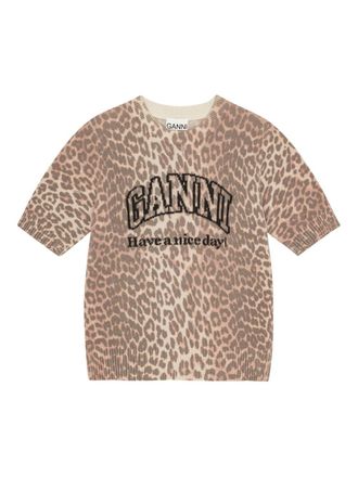 Ganni Ganni Womens Logo Wool T-Shirt