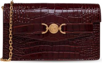 Versace Accessoires, Dames, Rood, ONE Size, Katoen, Croc-Effect Medusa 95 Clutch