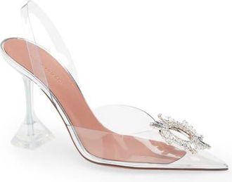 Amina Muaddi Begum Transparent Pointed Toe Slingback Pump in Pvc Transparent at Nordstrom, Size 7.5Us