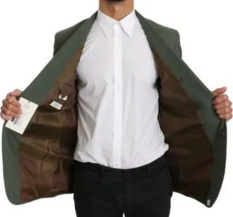 Romeo Gigli Green Linen Blazer One Piece Single Breasted Mens Jacket