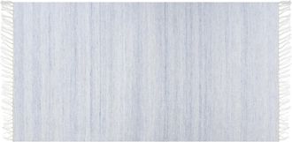 Beliani Alfombra Azul Claro 80 X 150 Cm Pet Reciclado Flecos Interior Exterior Malhia