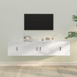 vidaXL vidaXL Set Mobili Porta TV 3 pz Bianco in Legno Multistrato
