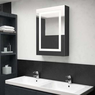 vidaXL vidaXL Armadietto Bagno con Specchio e LED Nero Lucido 50x13x70 cm