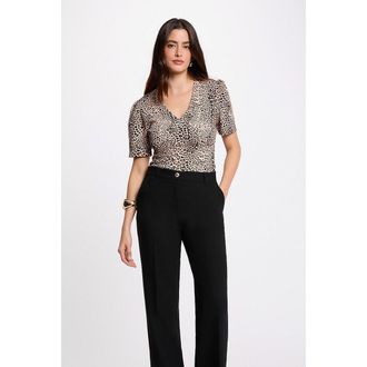 Morgan Bedrukte blouse met korte mouwen en V-hals