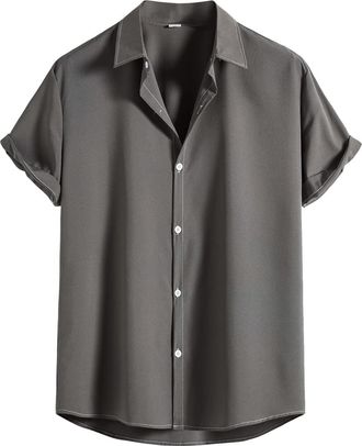 Generic Button Down Shirts for Men Lapel Short Sleeve Tee Loose Blouse Mens Retro Bowling Hawaiian Shirt 50s Vintage Bowling Tops (Z - Hawaiian Shirts for Wom