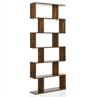 Giantex Estanter&iacute;a de 6 niveles en madera marr&oacute;n de 80 x 23 x 191 cm