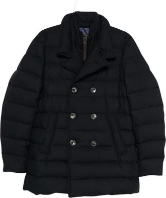 Herno Pea Coat in Norfolk Wool Blend - Heren - Winterjassen - Zwart - M - Wol - Jassen