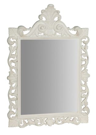 Biscottini International Biscottini - Espejo De Pared De Colgar De Madera En Acabado Antiguo Blanco Hecho En Italia