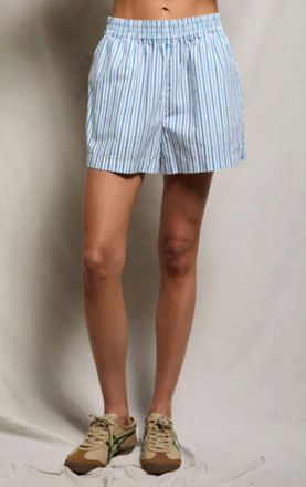 perfectwhitetee Julie Pull-On Poplin Shorts In Pacific Stripe