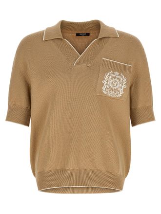 Balmain Stemma Embroidery Polo Shirt