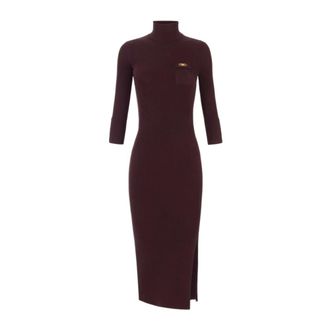 Elisabetta Franchi Knitted Dresses, female, Brown, Size: L Knit Dress with Pocket
