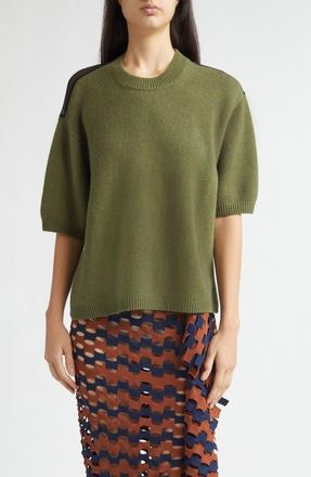Zankov Viola Mixed Media Sweater in Olive at Nordstrom, Size X-Small