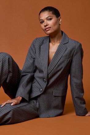 Roman Pinstripe Collared Blazer