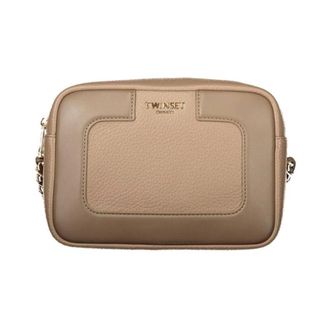 Twinset Schoudertas met reli&euml;fdetail - Dames - Tassen - Bruin - Maat: ONE Size Zijde
