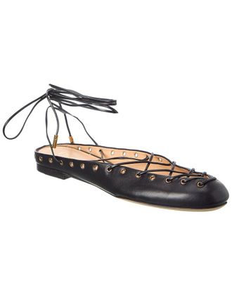 Chlo&eacute; Ghillies Leather Ballerina Flat