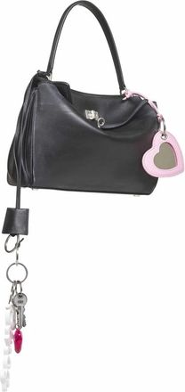 Balenciaga Handbags, female, Black, ONE SIZE, Black Leather Shoulder Bag with Charms