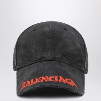 Balenciaga Cappellino da baseball in cotone nero con logo