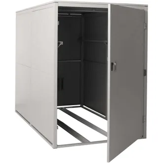 Hhg [NON UTILIZZATO] Garage per 2 biciclette HHG-852c, rimessa con deposito, in metallo con serratura 160x113x209cm, grigio chiaro