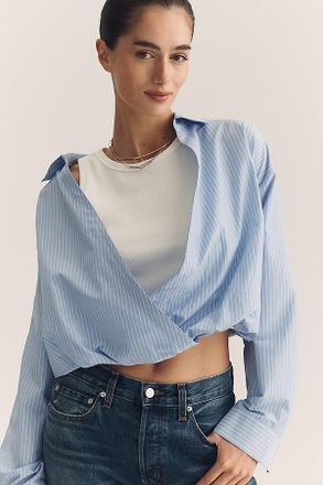 Maeve Long-Sleeve Layered Twofer Shirt Top