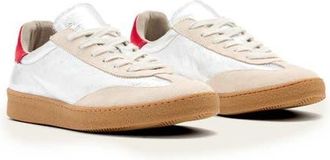 AllSaints Thelma Metallic Sneaker in Silver/red at Nordstrom, Size 9.5Us