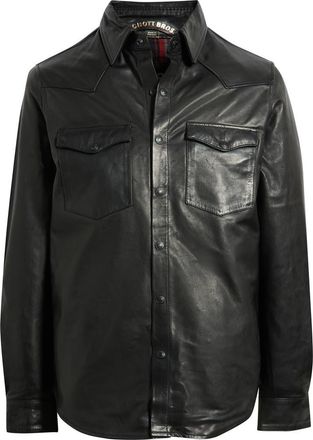 Schott NYC Western Leather Shirt Jacket in Black at Nordstrom, Size X-Large