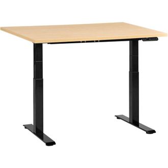 Beliani Beliani - Escritorio De Altura Regulable El&eacute;ctrico Moderno Patas Cuadradas 120 X 60 Cm Tablero Marr&oacute;n Claro Base Negra Destines